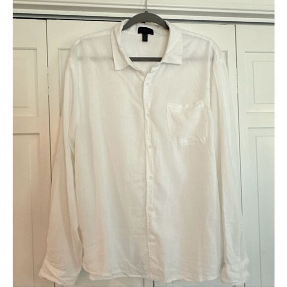 Magaschoni Man White linen blend button down with pocket size xl - Picture 3 of 10